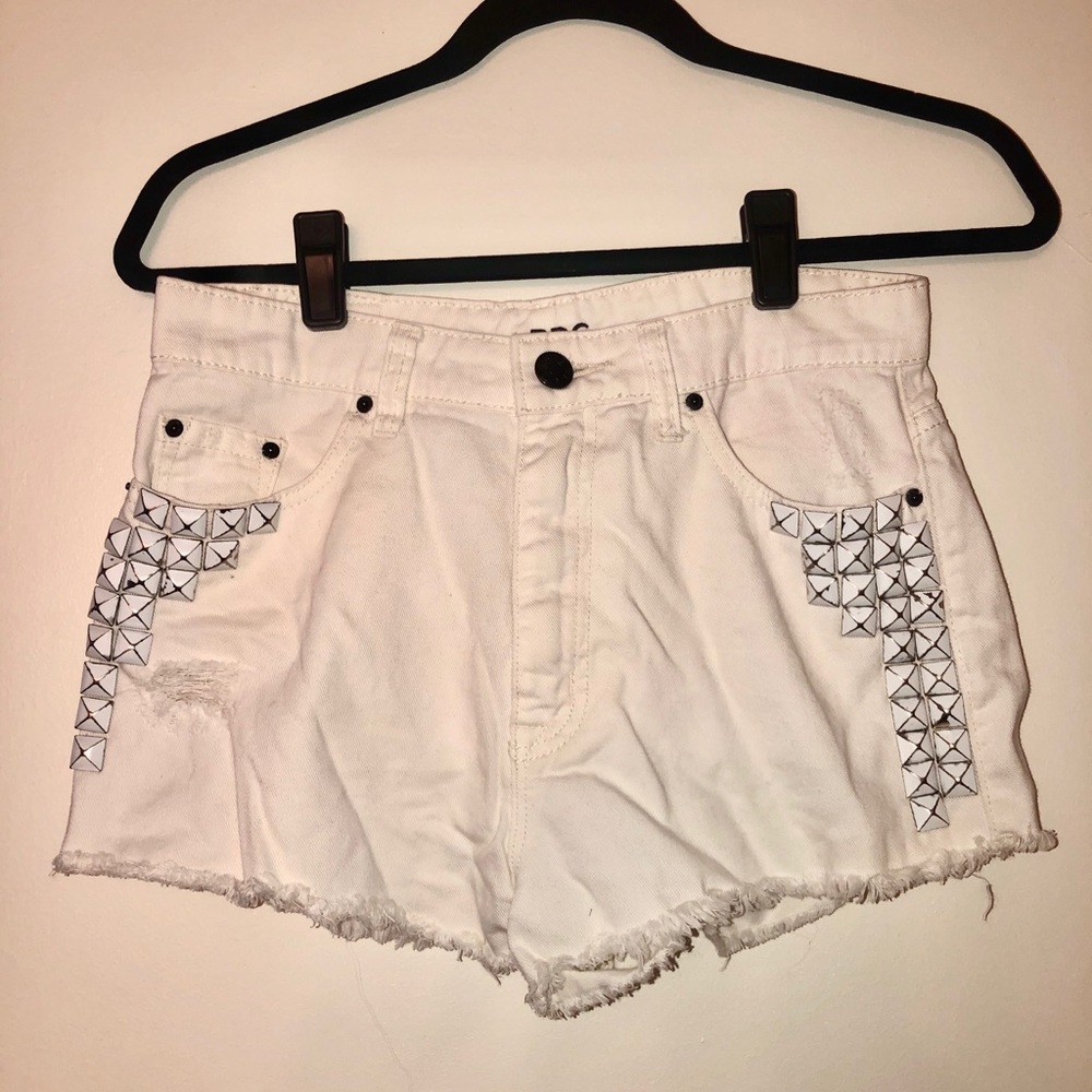BDG high waisted white studded denim shorts